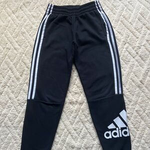 Adidas Kids Black Joggers with White Stripes